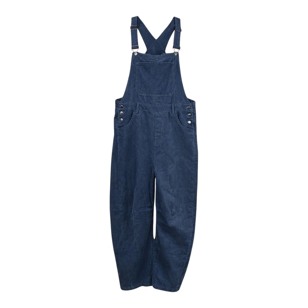 Vintage 90s Blue Corduroy Bib Overalls Wide Leg‎ Baggy Cottagecore Size M